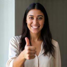 Samira Hussein giving thumbs up